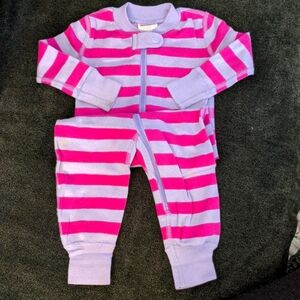 Organic Hanna Andersson Pink Purple Stripe Zip Pajama 70cm 6-12 month
